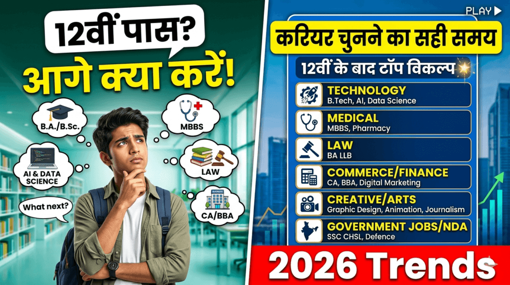 Best Career Options After 12th in Hindi  12वीं कक्षा के बाद क्या करें 2026