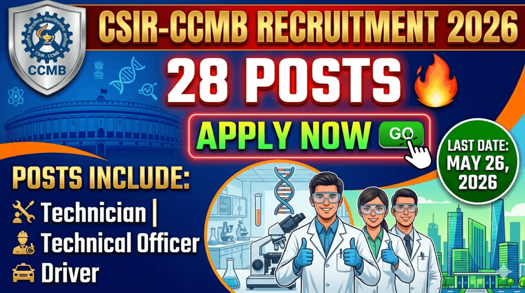 CSIR-CCMB Recruitment 2026  Good News