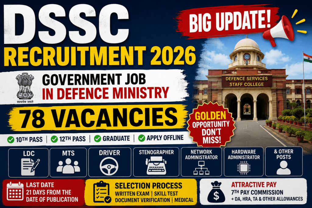 DSSC Recruitment 2026: Breaking News