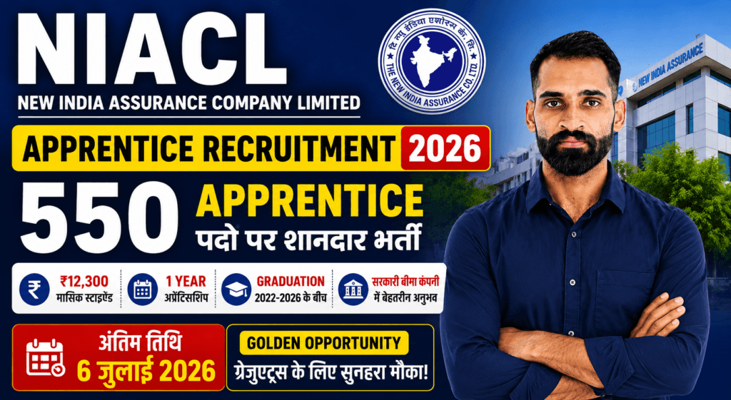 NIACL Apprentice Recruitment 2026 : 550 Government Apprentice Posts, Excellent Career Opportunities