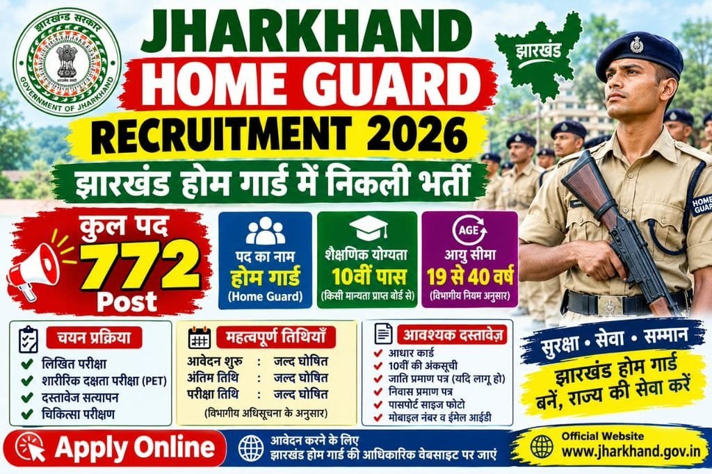 Jharkhand Home Guard Recruitment 2026: झारखंड होमगार्ड के 742 पदों पर भर्ती, 26 अक्टूबर तक ऑनलाइन आवेदन