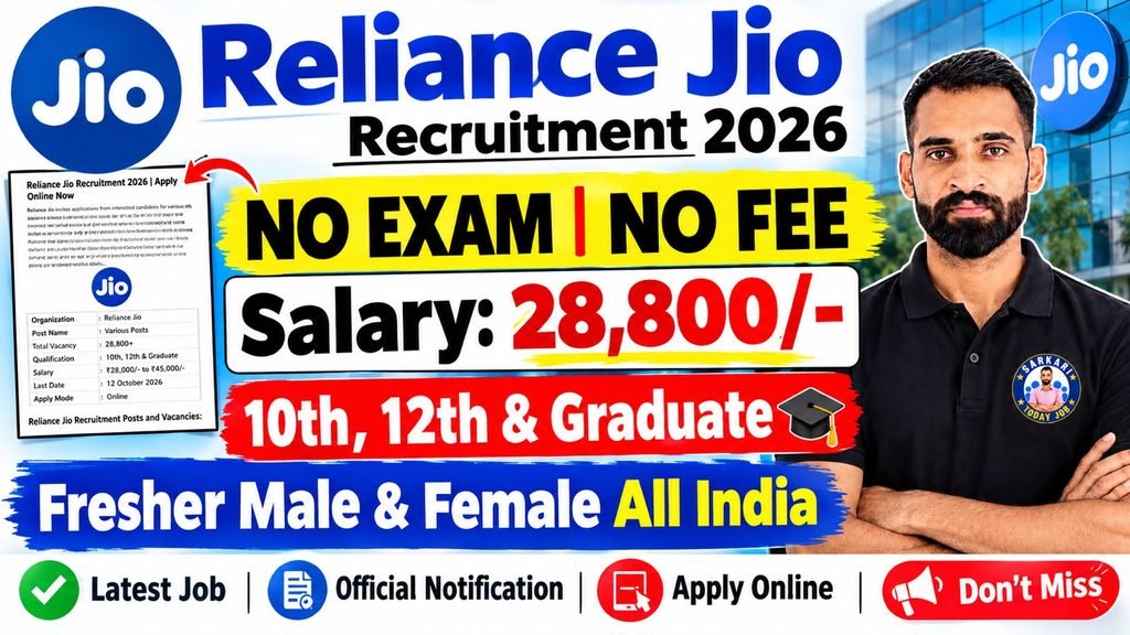 Reliance Jio Recruitment 2026: 10,000+ पदों पर भर्ती, योग्यता, सैलरी और आवेदन प्रक्रिया
