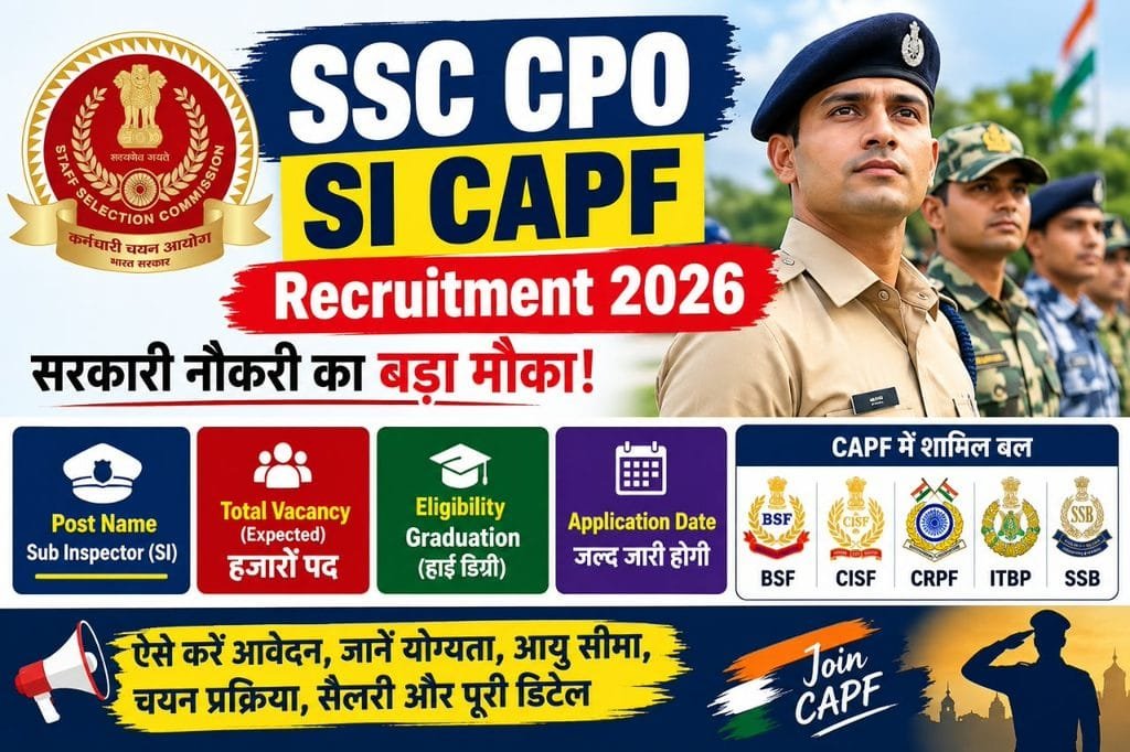SSC CPO SI CAPF Recruitment 2026: हजारों पदों पर भर्ती! आज ही देखें पूरी जानकारी